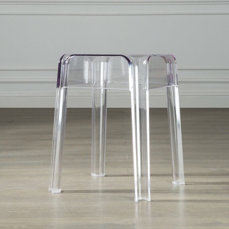 Chaise fantôme nordique carrée créative, tabouret en acrylique cristal Transparent