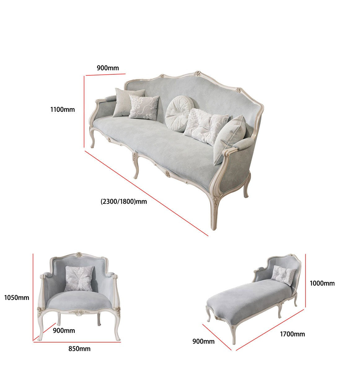 3+2+1 Sofa Set Green Pink Grey French Baroque Design Luxury Leather Velvet Sectional Sofas