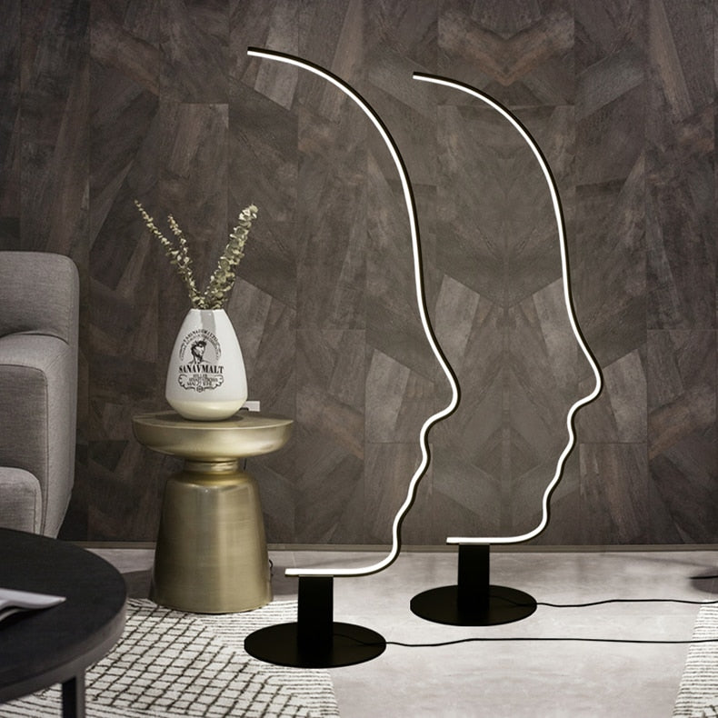 Floor Lamp Human Face Black Body LED Floor Lamp Home Decor Stehlampe