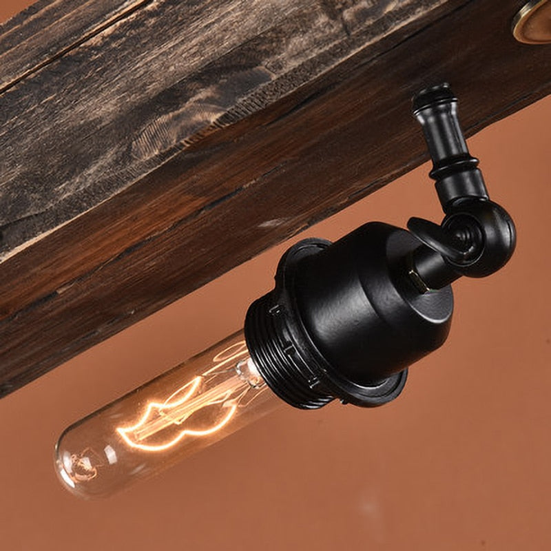 Pendant Light Loft Retro Solid Wood E27 Edison Bulb Wood Pendant Lights