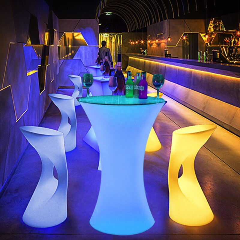 Table LED Light Small Waist High Table Cocktail Bar Outdoor Home Furniture Tables