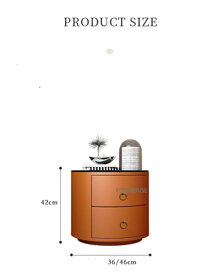 Armoires de chevet en cuir italien léger, table de chevet ronde en roche trempée, meubles de rangement pour chambre à coucher
