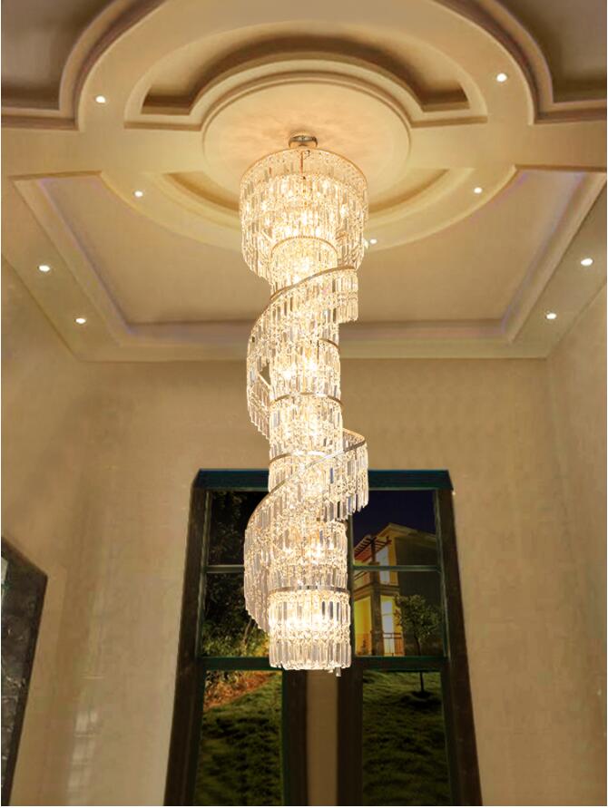 Lámpara de araña Edificio dúplex Lámparas grandes de cristal hueco