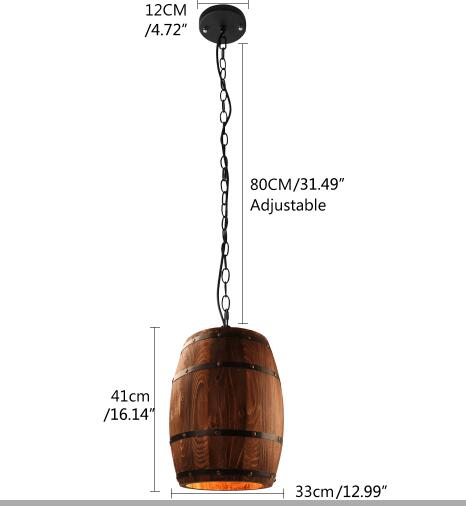 Lampes suspendues pays américain baril de vin en bois naturel E27 lampes suspendues