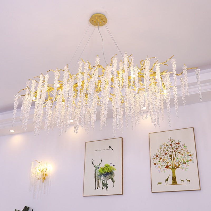 Chandelier Crystal Strip Art Creative Branch Living Room Lighting Chandeliers