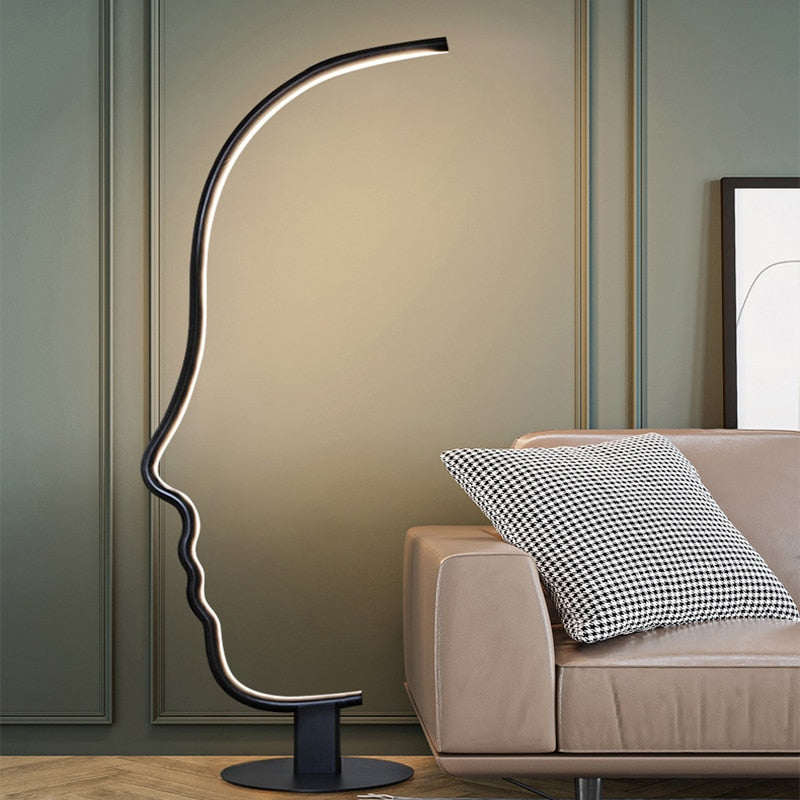 Floor Lamp Human Face Black Body LED Floor Lamp Home Decor Stehlampe