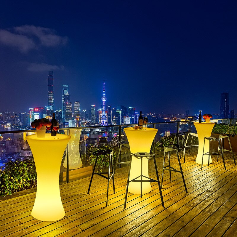 Table LED Light Small Waist High Table Cocktail Bar Outdoor Home Furniture Tables