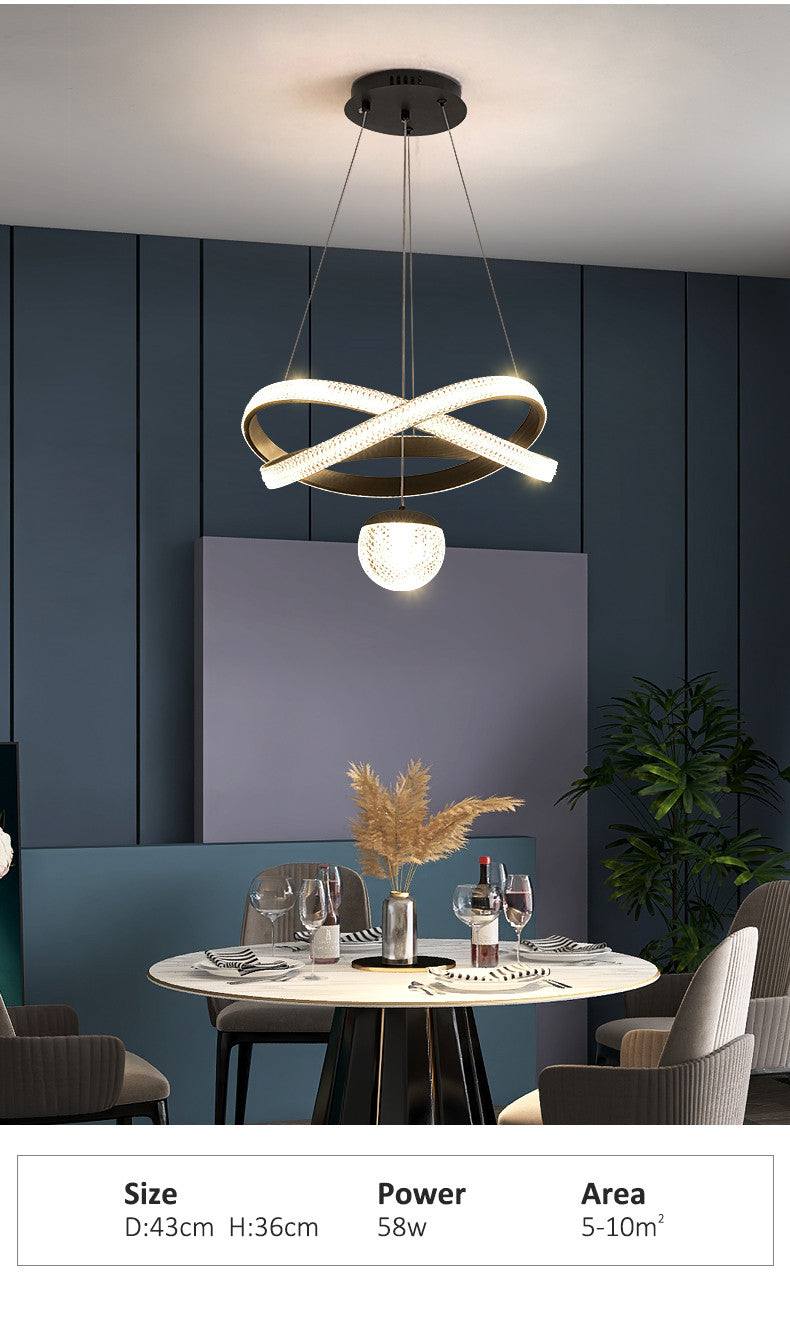 Lámpara de araña de arte minimalista, lámpara de comedor nórdica de tres cabezas, candelabros