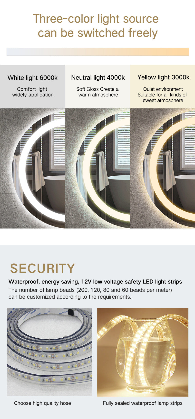 Miroir intelligent LED plus intelligente Badezimmerspiegel / Miroir de salle de bains LED intelligent