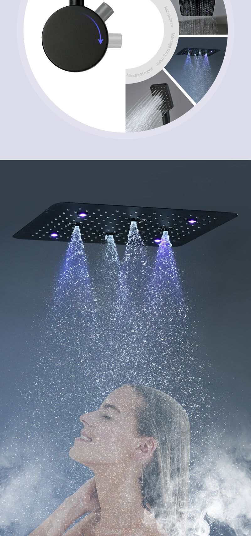 Sistemas de ducha Duschsystem 20 Zoll Quadrat Sistema de ducha con luz LED