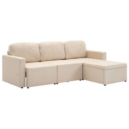 Sofa 3 Seater Modular Right Angle Cushion SofaBed Light Gray Sofas