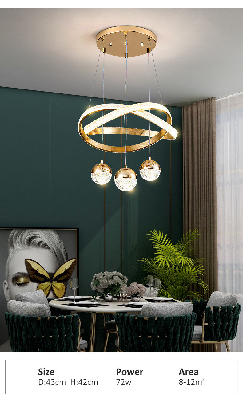 Lustre Art minimaliste trois têtes lampe de salle à manger nordique lustres
