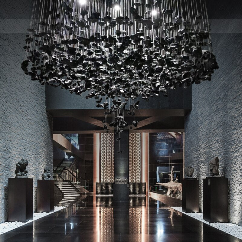 Chandelier Living Room Lobby Creative Crystal Lights Stone Fixture Color Cristal Lustre Chandeliers