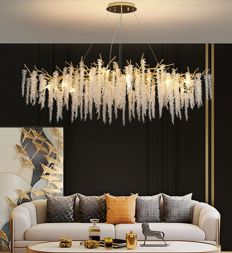 Chandelier Crystal Strip Art Creative Branch Living Room Lighting Chandeliers