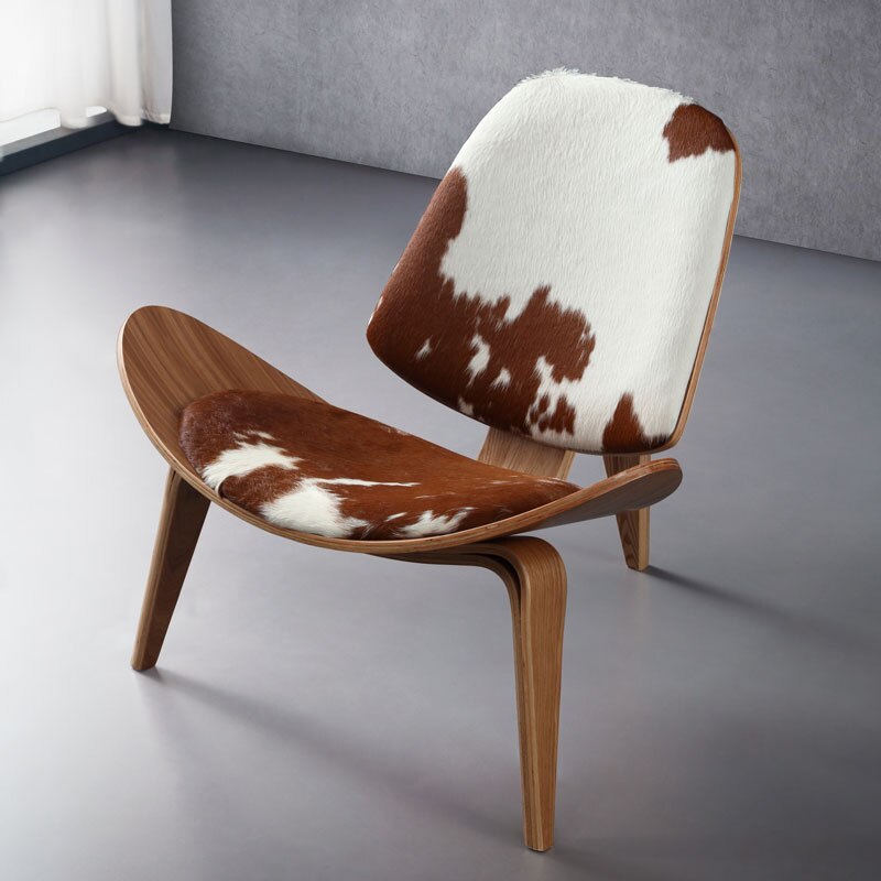 Panton préside la chaise Panton de luxe en forme de coquille rembourrée en cuir et en bois