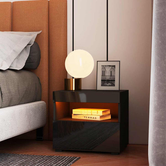 Mesita de noche Muebles de dormitorio modernos Mesitas de noche LED RGB