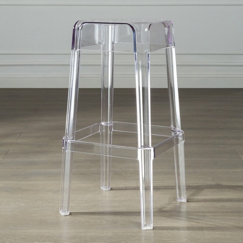 Sillas fantasma taburetes nórdicos silla cuadrada creativa de plástico transparente taburete acrílico de cristal