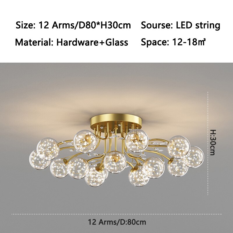 Lustre boule de verre nordique G9 Led plafonniers lampes de plafond en cristal lustres