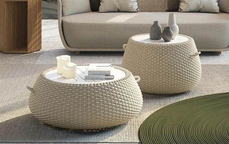 Outdoor Furniture Patio Bar Balcony Garden Luxury Design Solid Wood Nordic Rope Rattan Woven Sofa