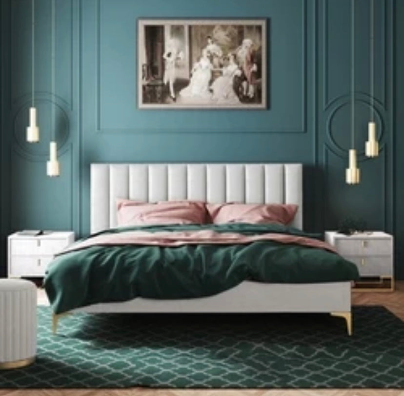 Lit de luxe meubles modernes ensembles de chambre à coucher Double cuir lits en bois massif avec cadre lits-Betten