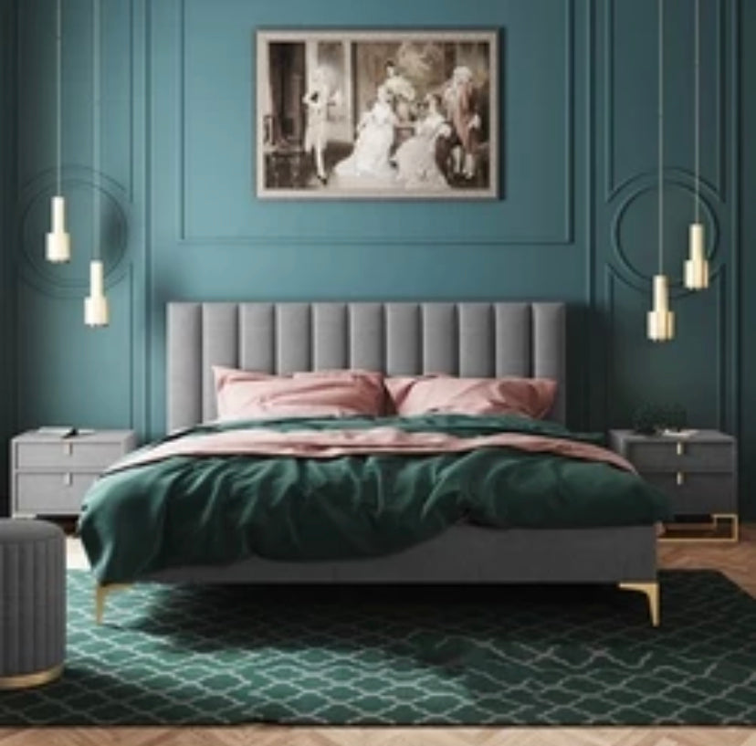 Cama Muebles modernos de lujo Juegos de dormitorio Camas de madera maciza de cuero doble con marco Camas-Betten