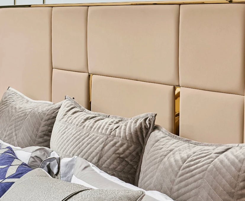 Luxury Bedroom Modern King Bed Italian Design Leather Upholstered King Size Luxury Bett