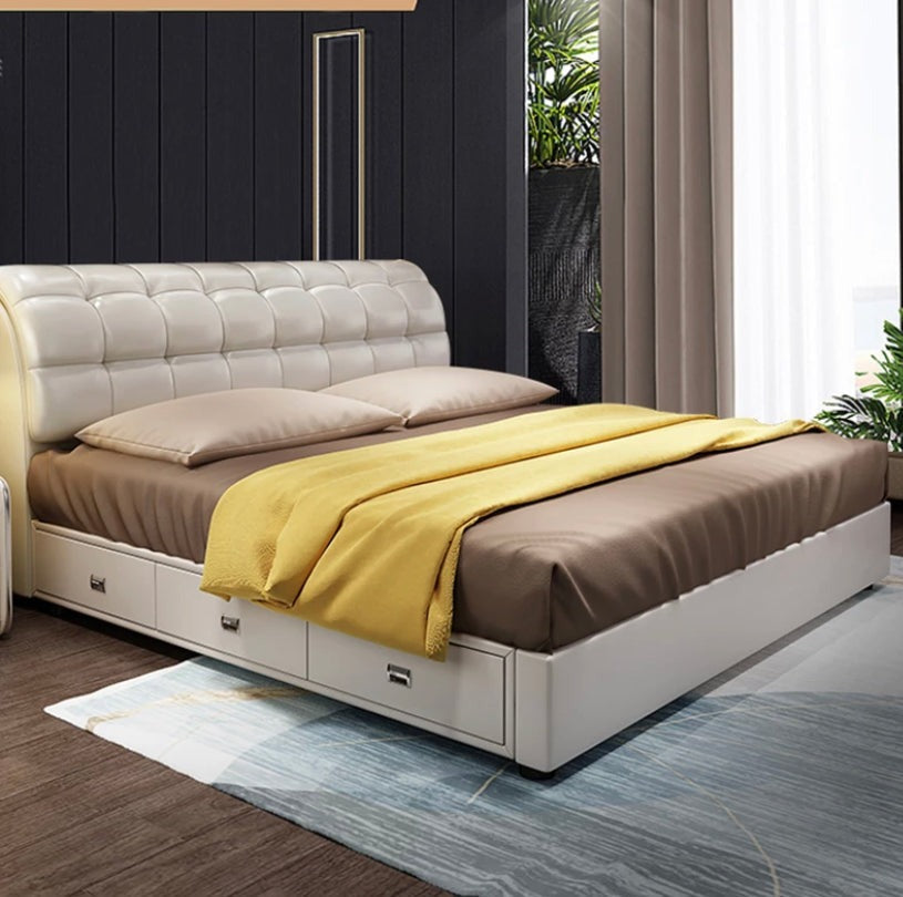 Double Bed High Quality Light Luxury Leather Bed Bedroom Furniture 1.8m Bett