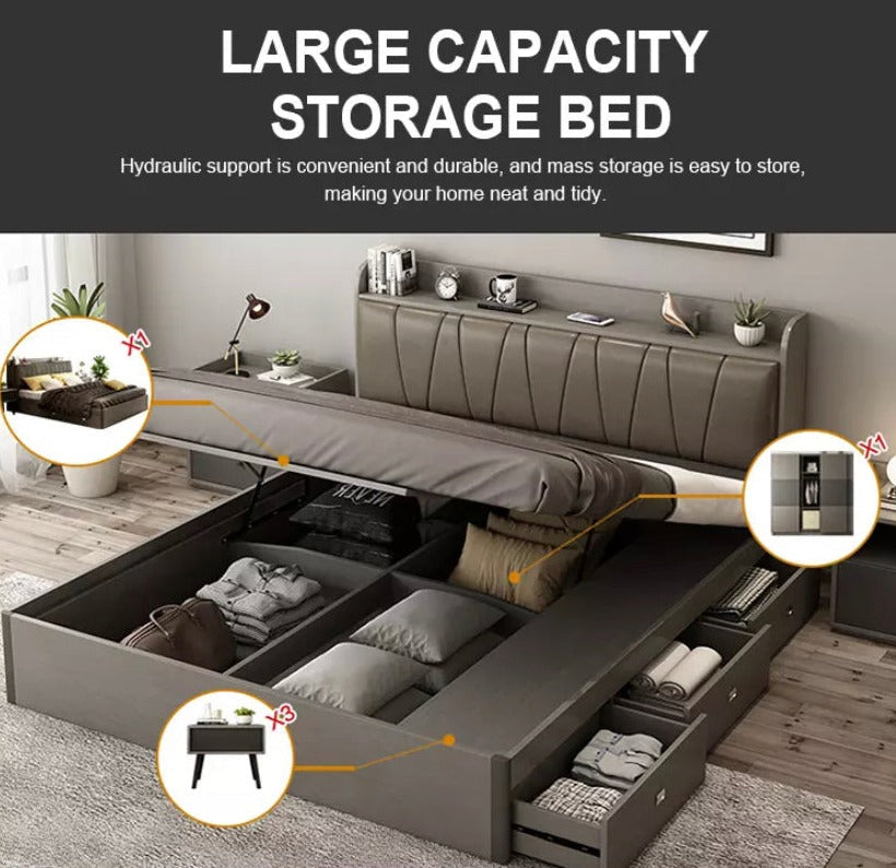 Double Beds Space Saving Bedroom Furniture Double Tatami Led Bett Designs Frame Luxurious Storage Beds