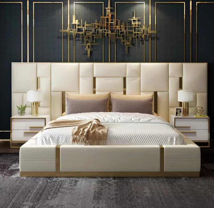 Italian Minimalist Leather Master Bedroom Modern Light Luxury Double Bed High End Bett
