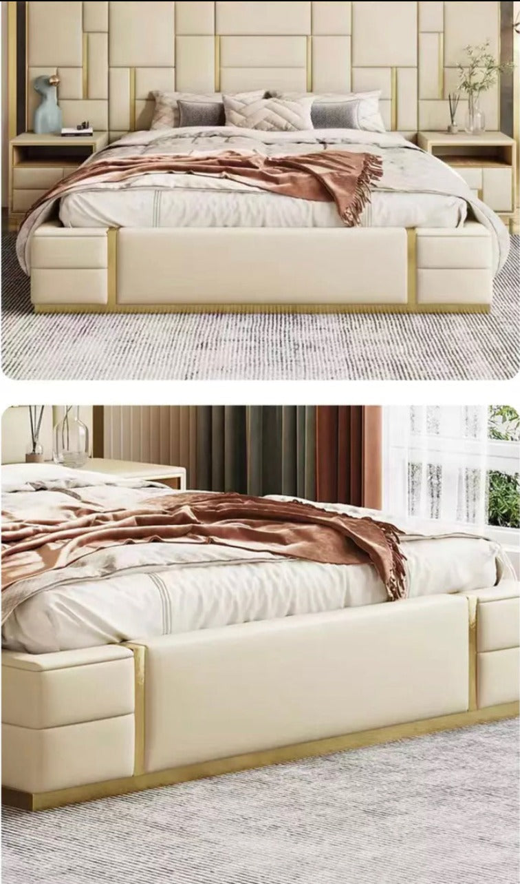 Italian Minimalist Leather Master Bedroom Modern Light Luxury Double Bed High End Bett