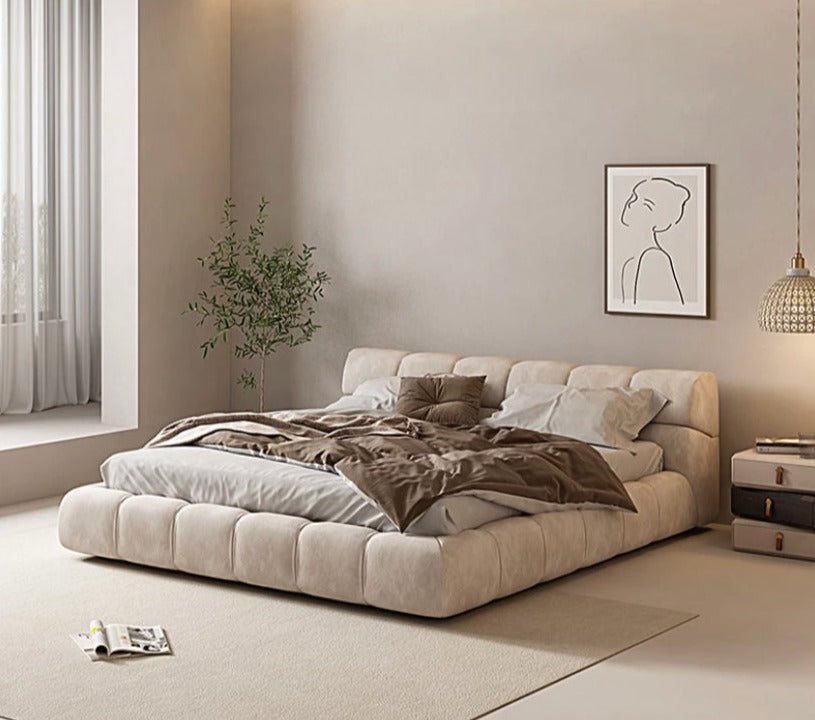 High Quality Queen Frosted Fabric Upholstered Bed Italian Luxury Schlafzimmer-Bett