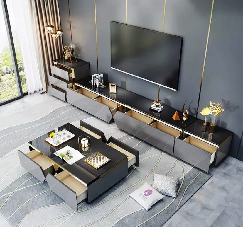 TV Lowboards And Coffee Table With Drawer Living Room Furniture Fernsehtisch Sets Luxury TV Unit Cabinets 