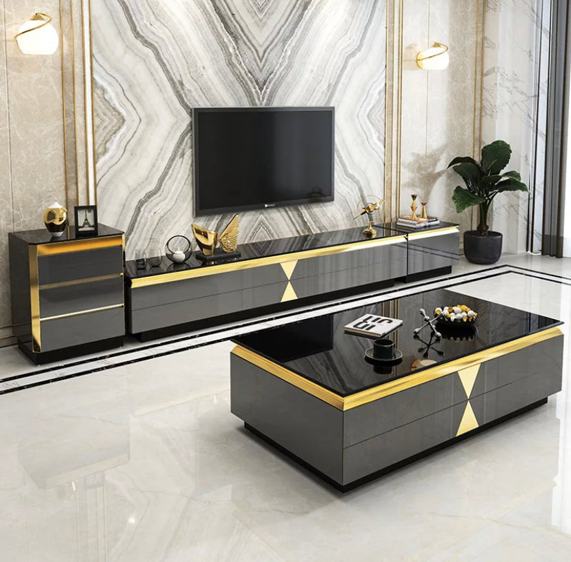 TV Lowboards And Coffee Table With Drawer Living Room Furniture Fernsehtisch Sets Luxury TV Unit Cabinets 