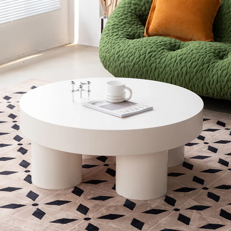 Table basse ronde en bois massif, Design éléphant, Table à thé de salon 