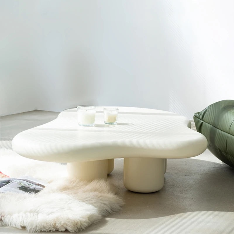 Designer Minimalist Art Glass Fiber Reinforced Plastic Shaped Cloud Coffee Table