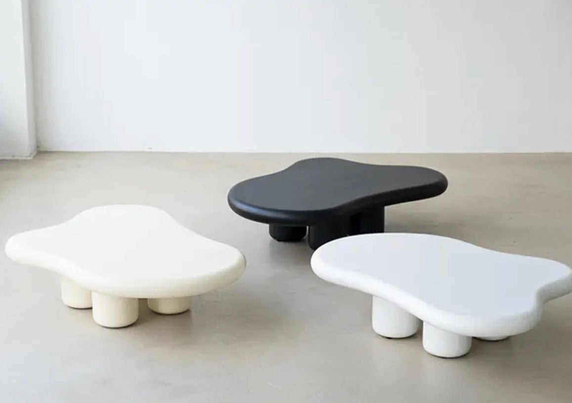 Designer Minimalist Art Glass Fiber Reinforced Plastic Shaped Cloud Coffee Table