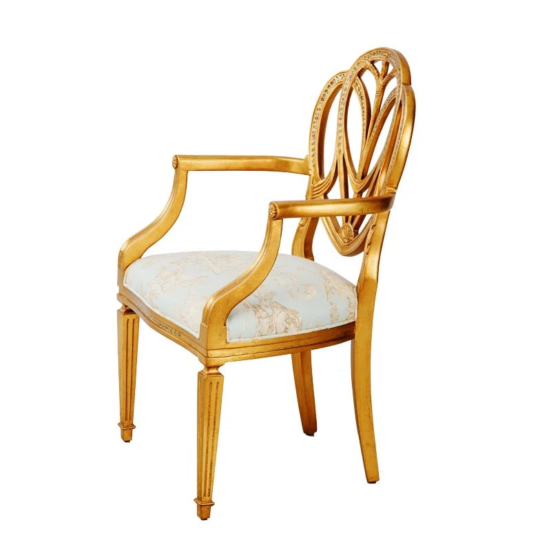  Dinning Chair Hollow Out Back Comfortable Brass Baroque Design Dining Room Chairs