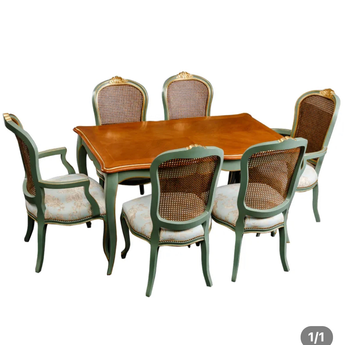 Dinning Room American Style Rattan Leather Post-Modern Dining Table Sets
