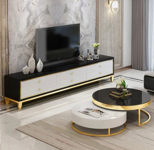 Meuble TV Style européen salon TV Lowboards luxe Fernsehtisch ensemble de meuble TV en bois massif 