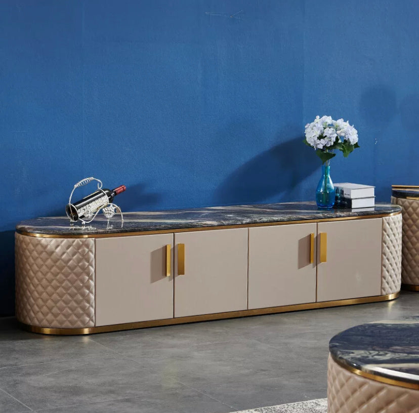 London Designer Modern Gold Frame Marble TV Stand Set Living Room Luxury Fernsehtisch Set