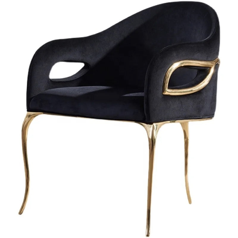Chaises de table à manger Chaises de salle à manger de conception de luxe en métal doré en velours 