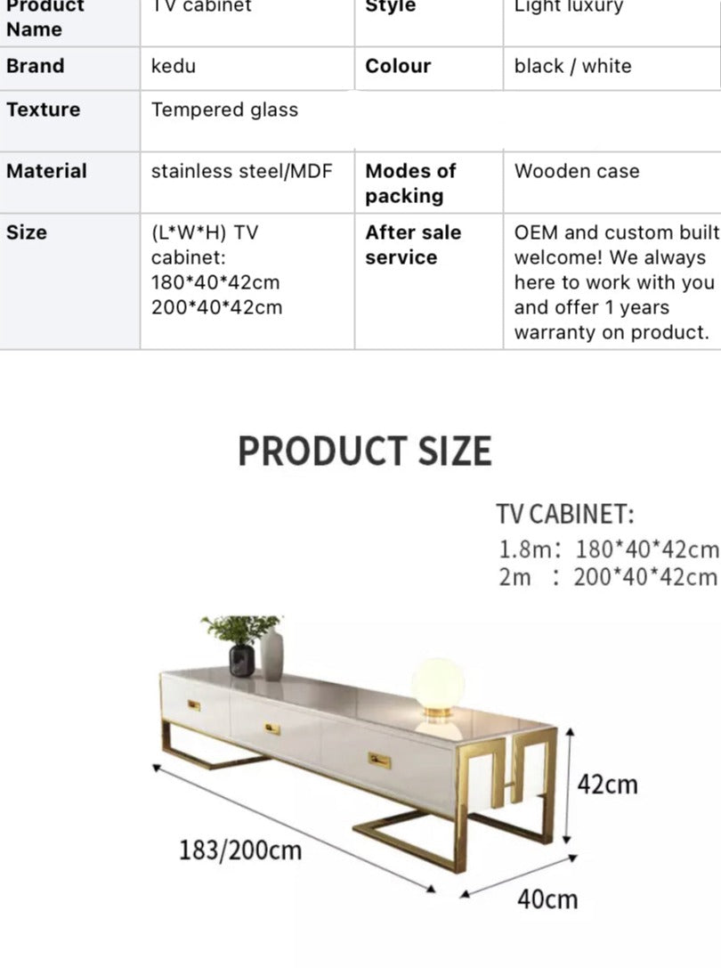 TV Lowboards Modern Luxury Fernsehtisch Tempered Glass Surface And Stainless Steel Titanium TV Cabinet