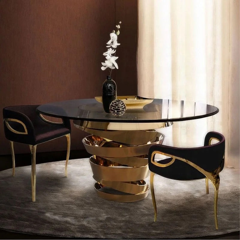 Sillas de mesa de comedor Sillas de comedor de diseño de lujo de metal dorado de terciopelo 