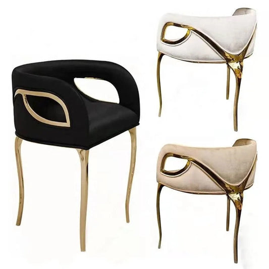 Chaises de table à manger Chaises de salle à manger de conception de luxe en métal doré en velours 