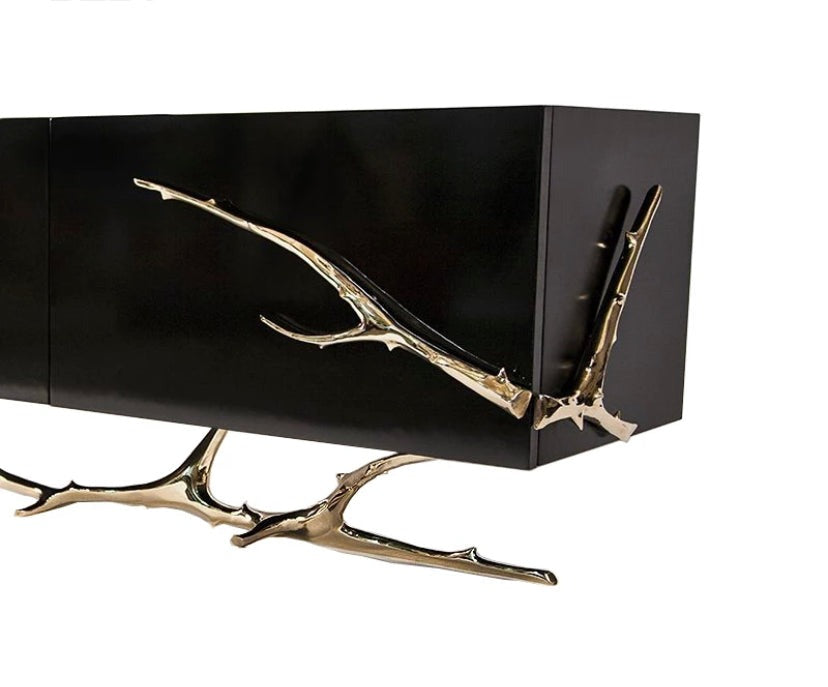 Luxury TV Lowboards High End Furniture Modern Kabinett-TV Living Room Gold Copper Legs TV Stand