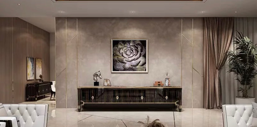 TV Lowboard Limited Edition Luxury Italian Ebony Wood Cabinet Marble Modern Kabinett-TV