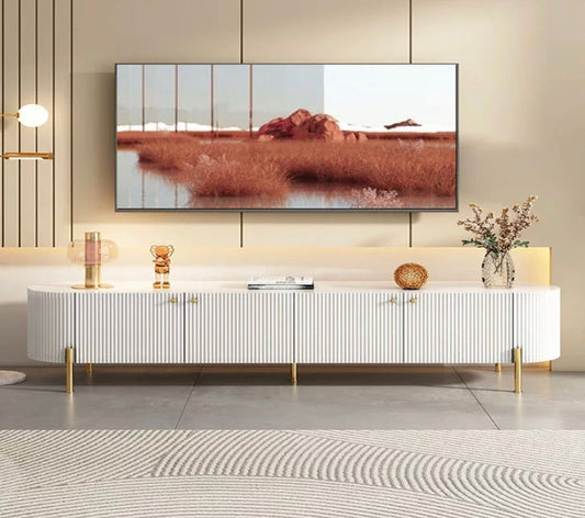 TV Lowboards Modern Luxurious White Marble Topped Fernsehtisch Living Room Furniture Tv Cabinet