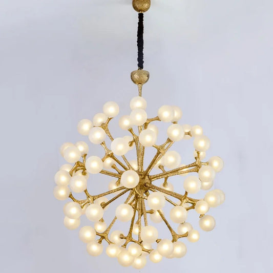 Lámpara colgante de cobre dorado y bolas de cristal blanco esmerilado Iluminación nórdica 