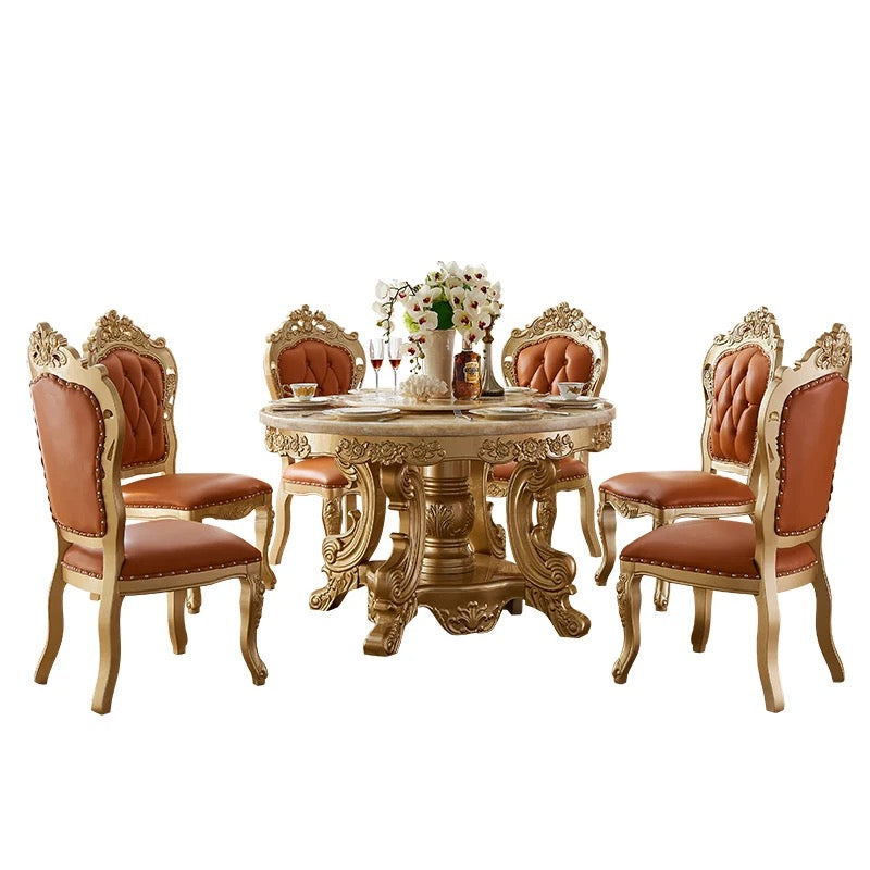 Dining Chairs Golden Foil Hand Carved Italian Baroque Design Dining Room Furniture