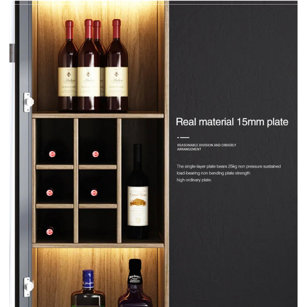 Cabinet Living Room Glass Display Cabinet Modern Minimalist Wooden Wine Cabinet With Light